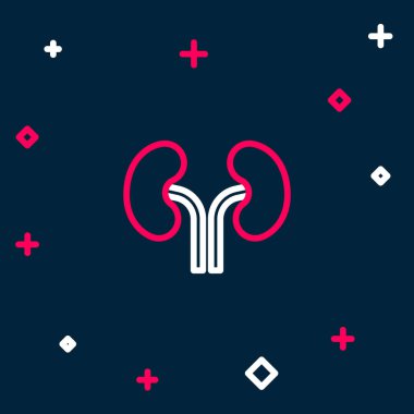 İnsan böbrekleri çizgisi mavi arka planda izole edilmiş. Renkli taslak konsepti. Vektör