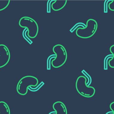 Hat insan böbrek ikonu mavi arka planda izole edilmiş kusursuz desen. Vektör