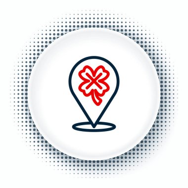 Beyaz arkaplanda yonca sembolü olan çizgi kumarhane kumar makinesi. Kumar oyunları. Renkli taslak konsepti. Vektör