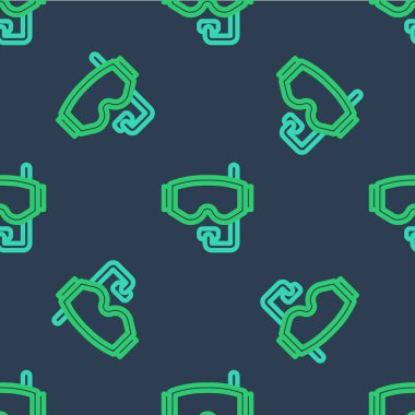 Çizgi Dalış Maskesi simgesi mavi arkaplanda izole edilmiş kusursuz desen. Olağanüstü bir spor. Su altı ekipmanları. Vektör