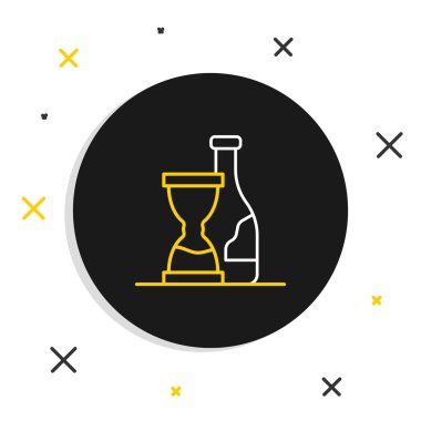 Beyaz arka planda izole edilmiş bir şişe şarap. Şarap yaşlanma. Renkli taslak konsepti. Vektör