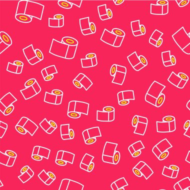 Tuvalet kağıdı yuvarlama simgesi kırmızı arkaplanda izole edilmiş. Vektör