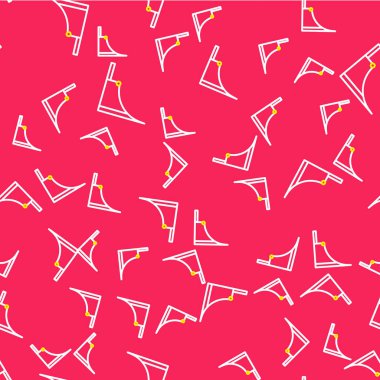 Line Skate Parkı simgesi kırmızı arkaplanda izole edilmiş. Rampa seti, paten parkı için merdiven. Olağanüstü bir spor. Vektör