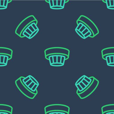 Line Smoke alarm sistemi simgesi mavi arkaplanda izole edilmiş. Duman dedektörü. Vektör