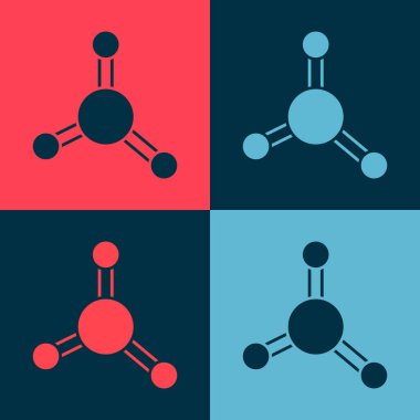Pop Art Molekül simgesi renk arkaplanında izole edildi. Kimya moleküllerinin yapısı, fen öğretmenlerinin yenilikçi eğitim posteri. Vektör.