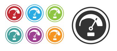 Beyaz arkaplanda siyah hız göstergesi simgesi izole edildi. Simgeleri renklendirin. Vektör.