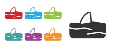 Okyanus dalgası ikonunda siyah köpekbalığı yüzgeci beyaz arka planda izole edilmiş. Simgeleri renklendirin. Vektör.