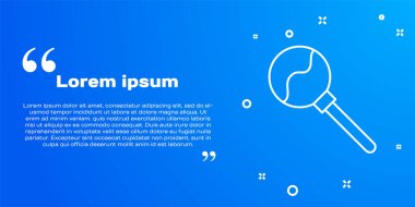 Beyaz çizgi lolipop simgesi mavi arkaplanda izole edildi. Yemek, lezzetli bir sembol. Mutlu Cadılar Bayramı Partisi. Vektör.