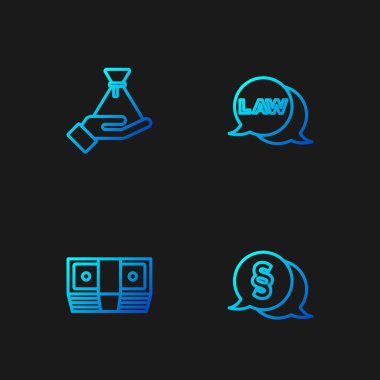 Sınır hukuku, rüşvet para, çanta ve rüşvet. Renk simgeleri. Vektör