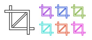 Siyah çizgi Resim Resim Resim simgesi beyaz arkaplanda izole edildi. Simgeleri renklendirin. Vektör.