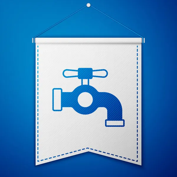 Blue Water Tap Icon Isolated Blue Background White Pennant Template — Stock Vector