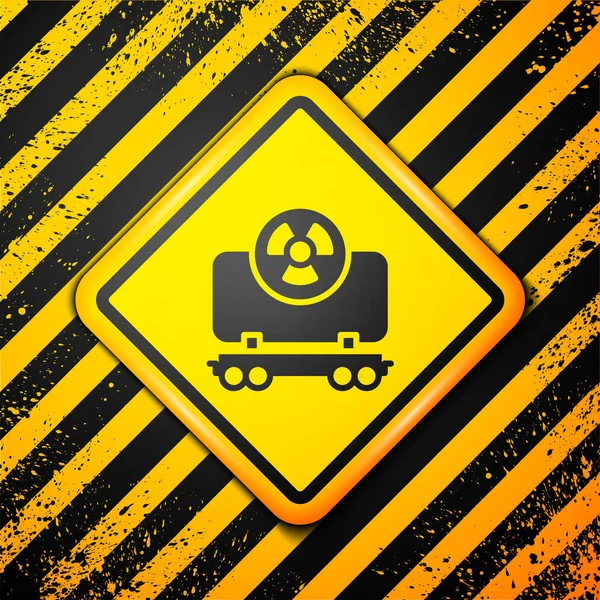 Black Radioactive Cargo Train Wagon Icon Isolated Yellow Background Freight — Stock Vector