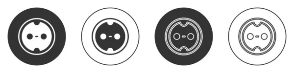 Zwart Elektrisch Stopcontact Pictogram Geïsoleerd Witte Achtergrond Stroomaansluiting Rosette Symbool — Stockvector