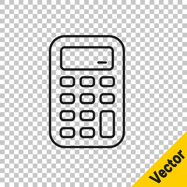 Zwarte Lijn Calculator Pictogram Geïsoleerd Transparante Achtergrond Boekhoudkundig Symbool Bedrijfsberekeningen — Stockvector