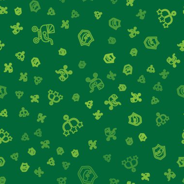 Hattı ayarla bebek arabası, beşikte asılı oyuncaklar ve kalkanda pürüzsüz desen. Vektör