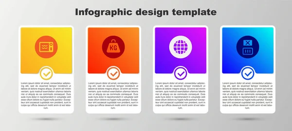 Set Microwave Oven Weight Social Network Temperature Wash Business Infographic — Stock Vector