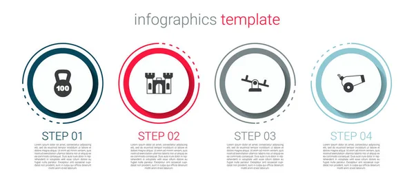 Stel Gewicht Kasteel Wip Kanon Bedrijfsinfographic Sjabloon Vector — Stockvector