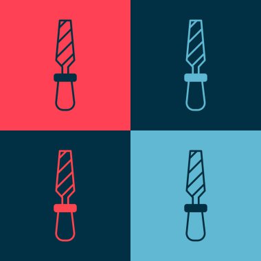 Pop Art Rasp metal dosya simgesi renk arkaplanında izole edildi. Ahşap ve metalle çalışmak için Rasp. Tezgah ve atölye için alet. Vektör