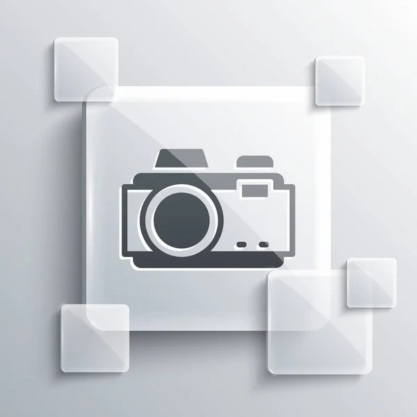 Grijze Fotocamera Pictogram Geïsoleerd Grijze Achtergrond Foto Camera Digitale Fotografie — Stockvector