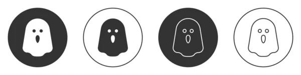 Icona Black Ghost Isolata Sfondo Bianco Buona Festa Halloween Pulsante — Vettoriale Stock