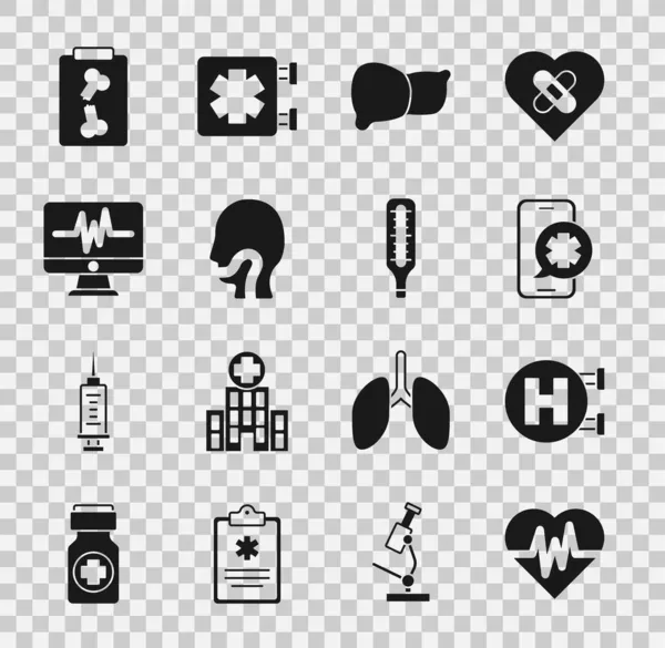 Fijar Frecuencia Cardíaca Letrero Hospital Llamada Telefónica Emergencia Hígado Órganos — Archivo Imágenes Vectoriales