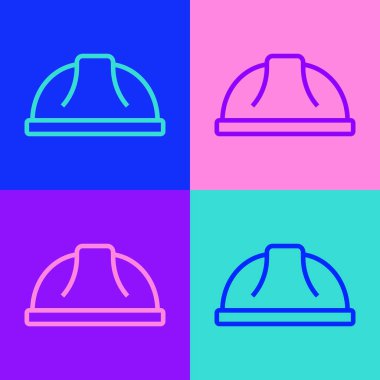 Popüler sanat çizgisi İşçi Kaskı simgesi renk arkaplanda izole edildi. Vektör