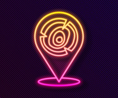 Parlayan neon hattı tahta kütük simgesi siyah arkaplanda izole edildi. Yakacak odun yığını. Vektör