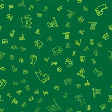 Çizgiyi Ayı patisi ayak izi, Patenler ve Kanada Bayrağı 'nı pürüzsüz desene göre ayarlayın. Vektör