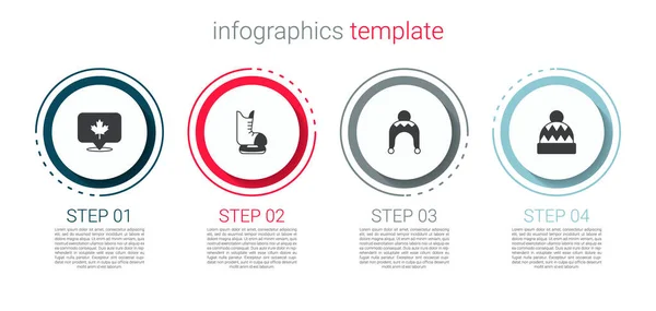 Set Kanadisches Ahornblatt Schlittschuhe Wintermütze Und Mütze Geschäftsinfografische Vorlage Vektor — Stockvektor