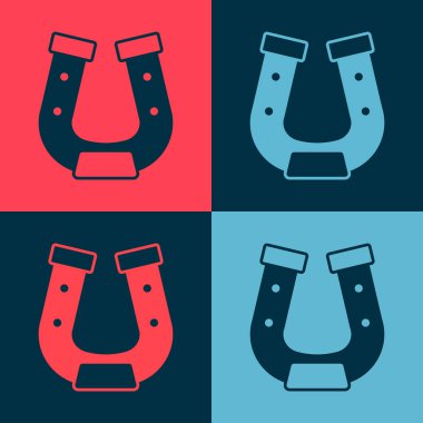Pop Art Horseshoe simgesi renk arkaplanında izole edilmiş. Vektör.