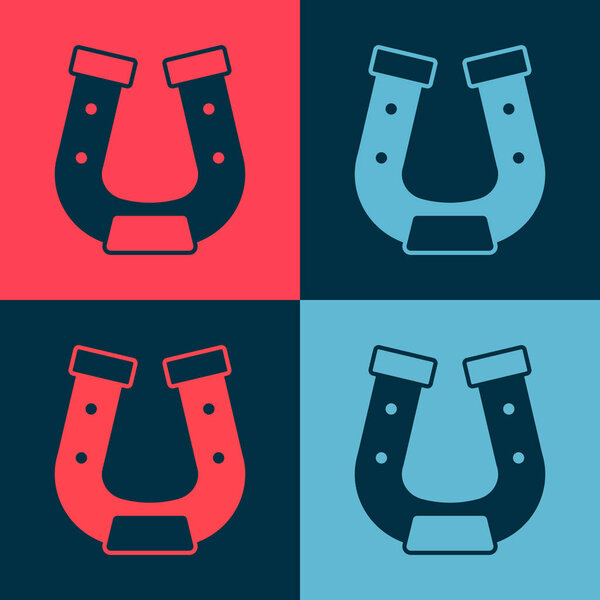 Pop art Horseshoe icon isolated on color background.  Vector.