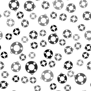 Siyah Lifebuoy simgesi beyaz arka planda izole edilmiş kusursuz desen. Can simidi sembolü. Vektör.