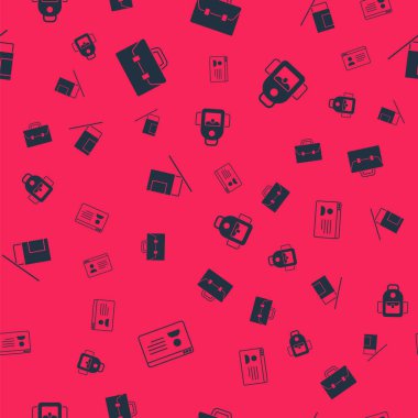 Çevrimiçi sınıf, Evrak Çantası, Silgi ya da Lastik ve Okul sırt çantalarını pürüzsüz desenlere göre ayarla. Vektör