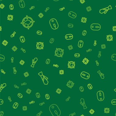 Çizgi başı avlanma konseptini ayarla, Kravat ve Bilgisayar faresi kusursuz desen. Vektör