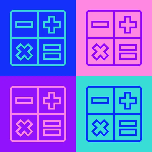 Pop Art Línea Calculadora Icono Aislado Fondo Color Símbolo Contable — Archivo Imágenes Vectoriales