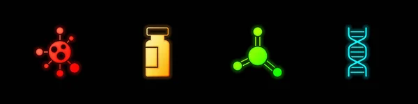 Set Molecule Test Tube Flask Dna Symbol Icon Vector — Stock Vector
