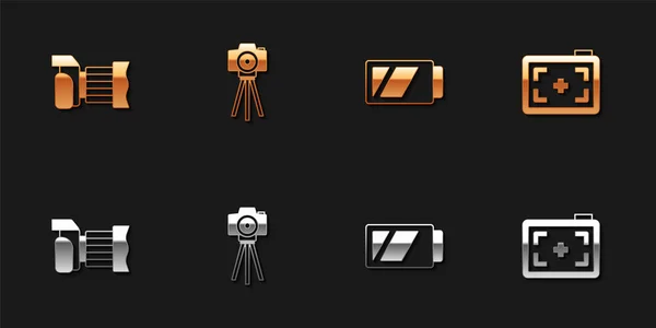 Conjunto Cámara Fotos Batería Para Icono Vector — Archivo Imágenes Vectoriales