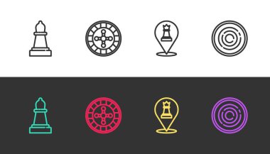 Satranç, Kumarhane ruleti, ve Checker oyun fişleri siyah beyaz. Vektör