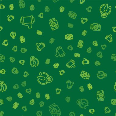 Kamera rulo kartuşu, zamanlayıcı ve fotoğraf makinesini kusursuz desene ayarlayın. Vektör