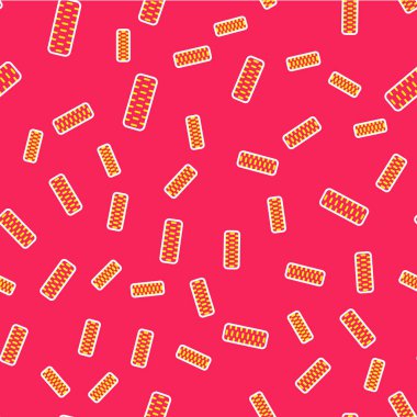 Line Car tekerlek ikonu kırmızı arka planda izole edilmiş pürüzsüz desen. Vektör