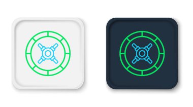 Beyaz arkaplanda güvenli satır simgesi izole edildi. Kapı, şifreli bir banka kasası. Güvenilir Veri Koruma. Renkli taslak konsepti. Vektör