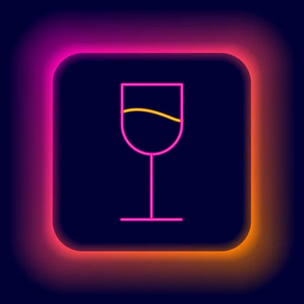 Zářící neonová čára Ikona skla vína izolovaná na černém pozadí. Znamení sklenice na víno. Barevný koncept. Vektor — Stockový vektor