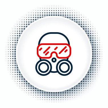 Beyaz arkaplanda çizgi gaz maskesi simgesi izole edildi. Solunum cihazı işareti. Renkli taslak konsepti. Vektör