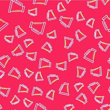 Hat Megafonu simgesi kırmızı arkaplanda izole edilmiş pürüzsüz desen. Sözcü işareti. Vektör