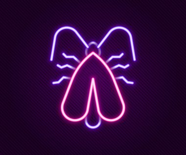 Parlayan neon çizgisi Siyah arka planda izole edilmiş güve ikonu. Renkli taslak konsepti. Vektör