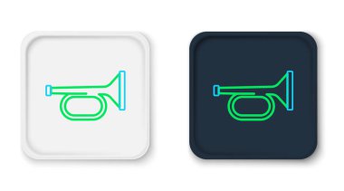 Trumpet simgesi beyaz arkaplanda izole edildi. Müzik aleti trompeti. Renkli taslak konsepti. Vektör