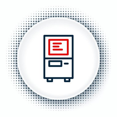 Hat ATM - Otomatik veznedar makine simgesi beyaz arkaplanda izole edildi. Renkli taslak konsepti. Vektör