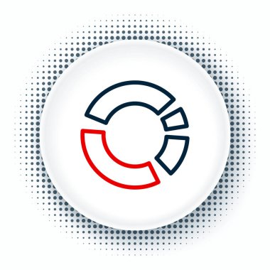 Çizgi pasta grafiği bilgi simgesi beyaz arkaplanda izole edildi. Diyagram çizelgesi. Renkli taslak konsepti. Vektör