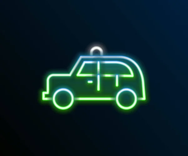 Świecące neon linii Taxi samochód ikona izolowana na czarnym tle. Kolorowy koncept. Wektor — Wektor stockowy