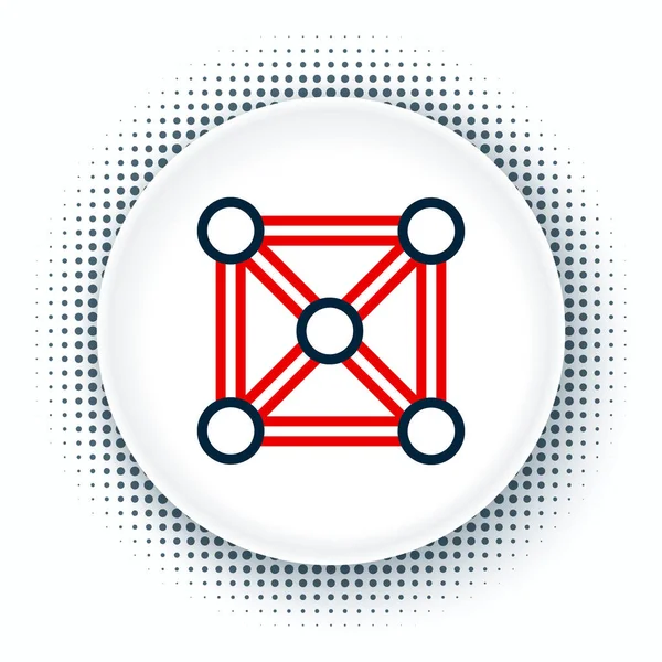 Linea Blockchain icona della tecnologia isolata su sfondo bianco. Dati di criptovaluta. Abstract geometrico blocco catena di business tecnologia di rete. Concetto di contorno colorato. Vettore — Vettoriale Stock